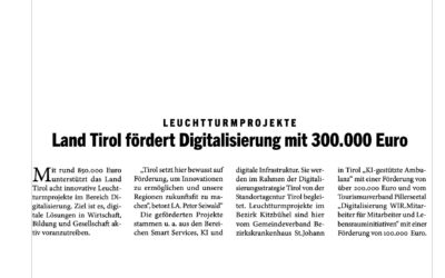 Land Tirol fördert Digitalisierung mit 300.000 Euro