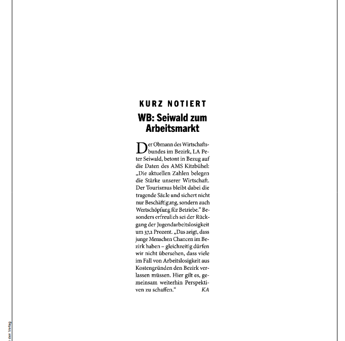 WB: Seiwald zum Arbeitsmarkt