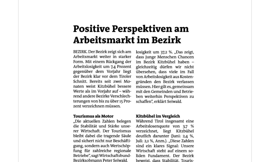 Positive Perspektiven am Arbeitsmarkt im Bezirk